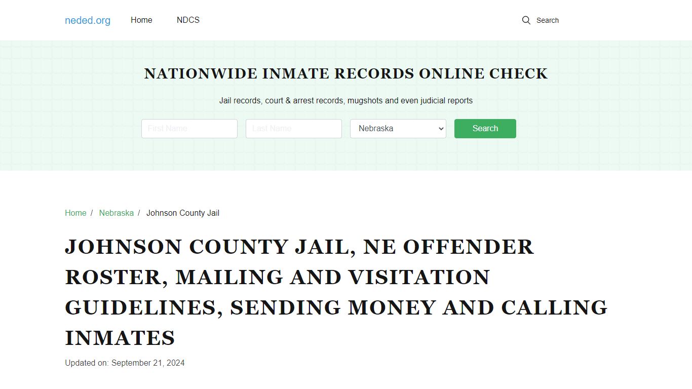 Johnson County Jail, NE: Inmate Search, Visitation & Contact Info